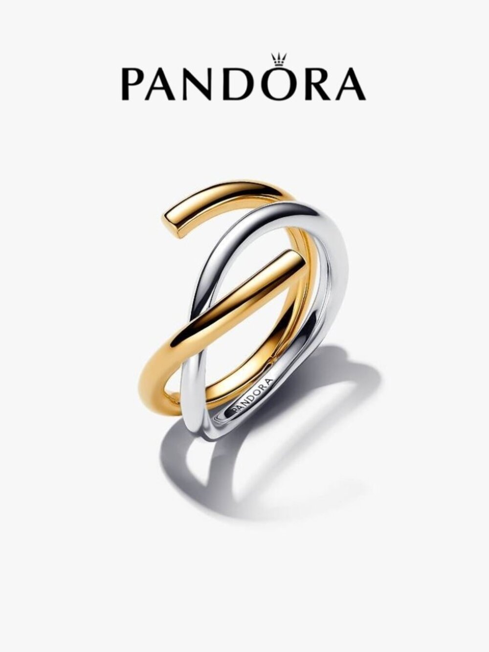 Pandora Organically Shaped Two-tone Double Ring